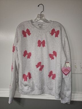 Better Together Women's Gray Sweatshirt with Pink Bow Motif